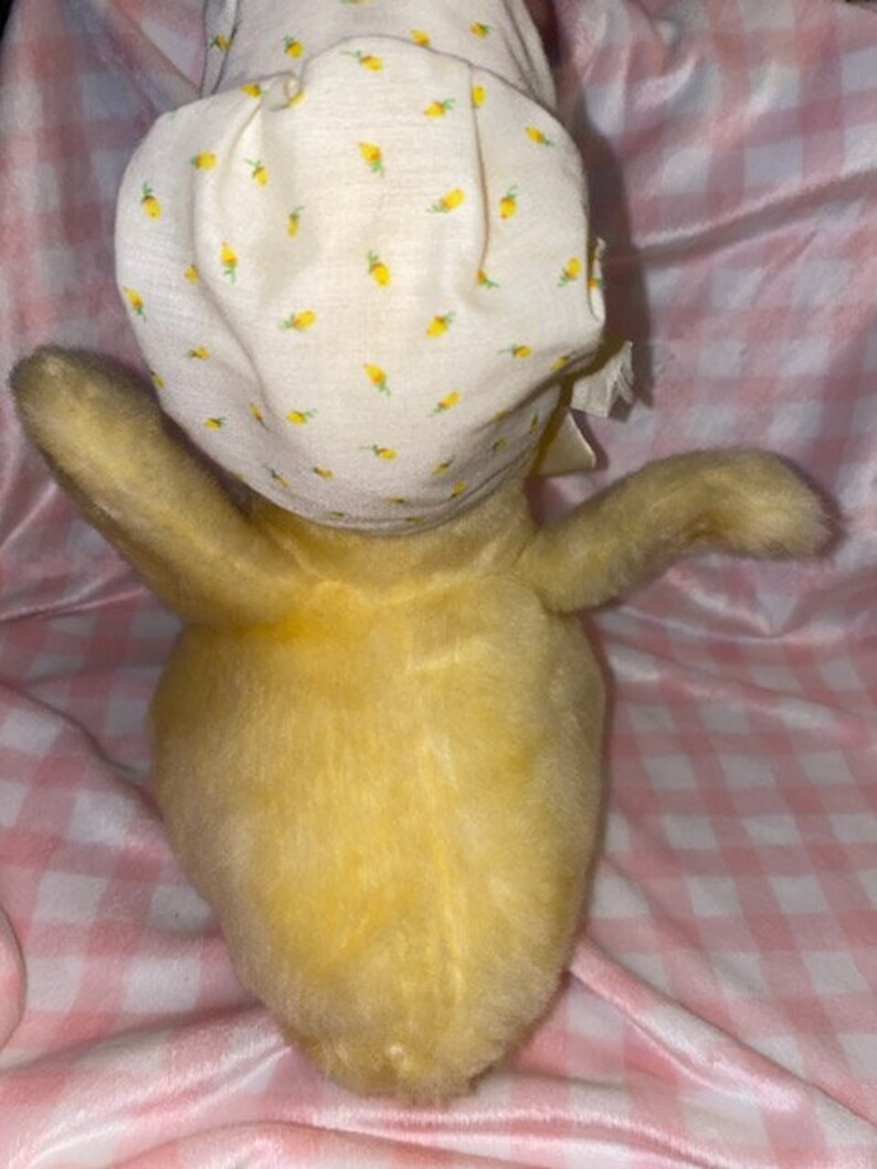 Yellow Duck Roly Polys Vintage Bantam Duck Plush Roly Poly Sound Baby Roses Bonnet White ...
