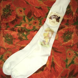 Vintage Betsey Clark Socks Girls Umbrella Rain Trimfi 8-9 1/2 Rare NWTS little girl Nylon Childrens knee highs