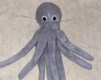 Vintage Nanco Octopus Plush Gray 13" VGC Round Eyes Grey