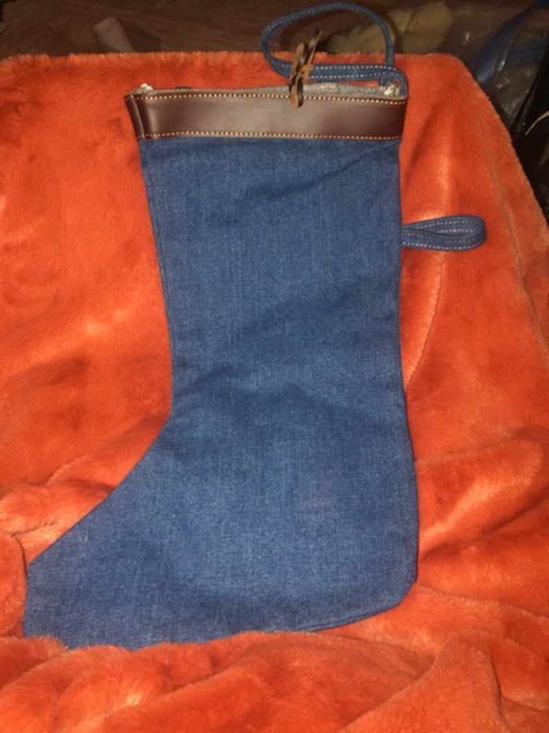 Vintage Jean Christmas Stocking Dungarees Carpenter Blue Jeans with belt Rare 18 denim
