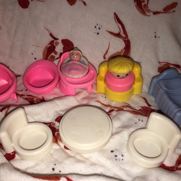 Vintage Fisher precio little Chunky People Lot Baby Babysitter Pink Circus ring master Train conductor Dog Kids Kids Teeter Totter
