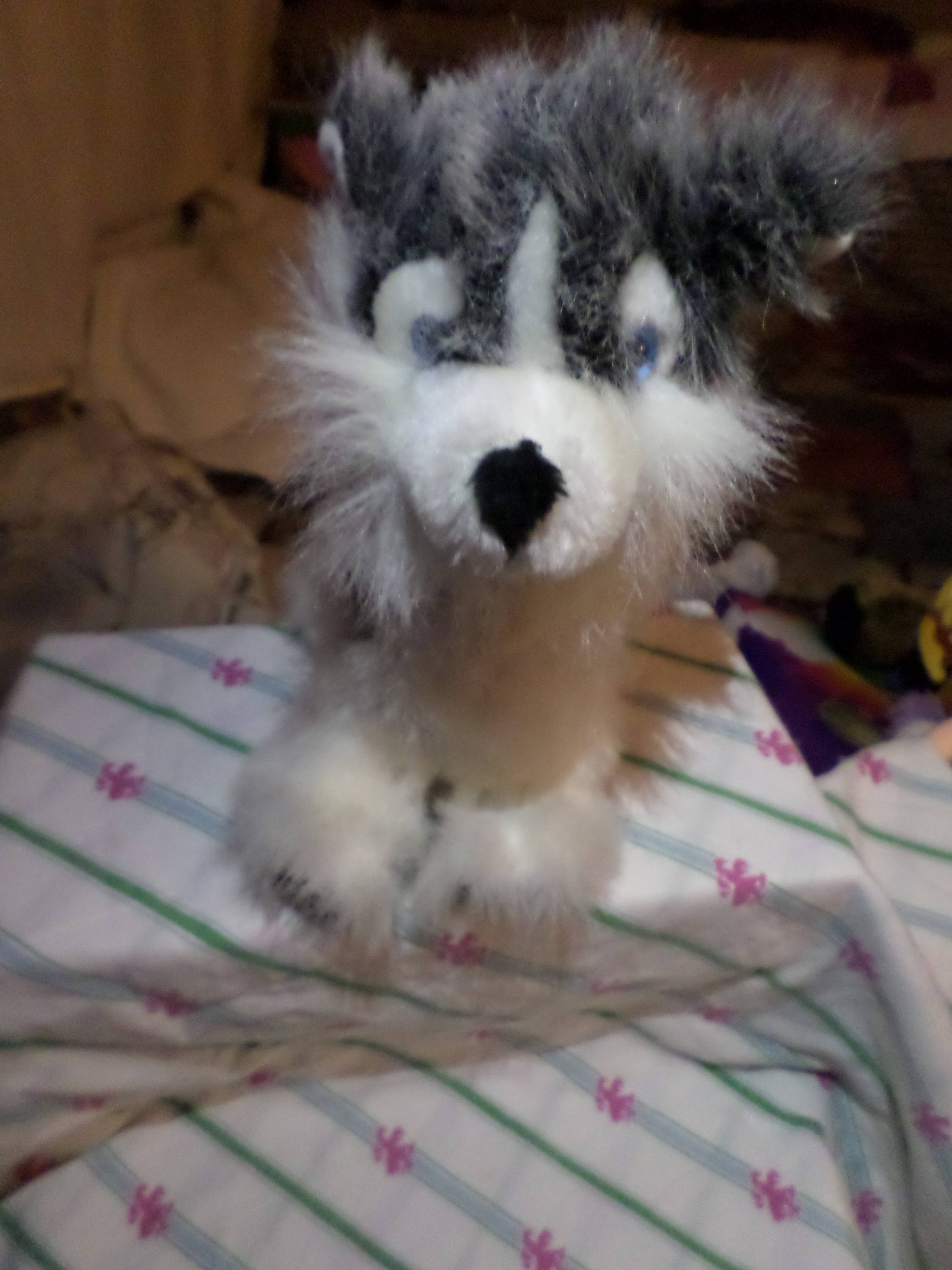 Vintage Husky Plush Dog Classic Toy Co 1997 White Gray Black