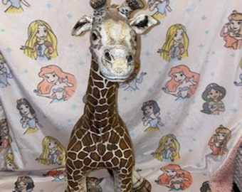 Vintage Applaus Giraffe Plüsch Bedruckt Stoff 1990 18,5"