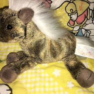 Vintage Animal Alley Horse plush Bean Bag brown  beige Blend White mane tail ECU little small 7&quot; Pony