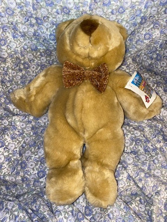 Vintage Animal Alley Bear Plush Brown Chenille Bow Tie Beige NWWTS  