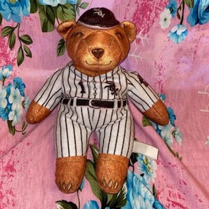 Vintage Toy Works Bear Plush Chicago White Socks Beanbag Printed Fabric Comiskey Park on Sleeve Baseball ECU 8&quot;