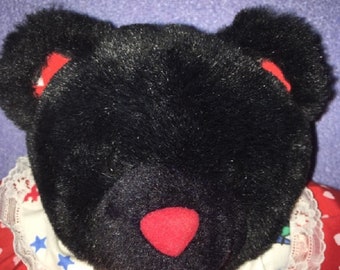 Vintage Hugfun Oso peluche camiseta roja bandada Corazones I Love