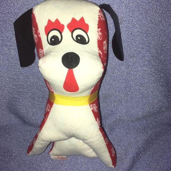 red and white stuffed dog