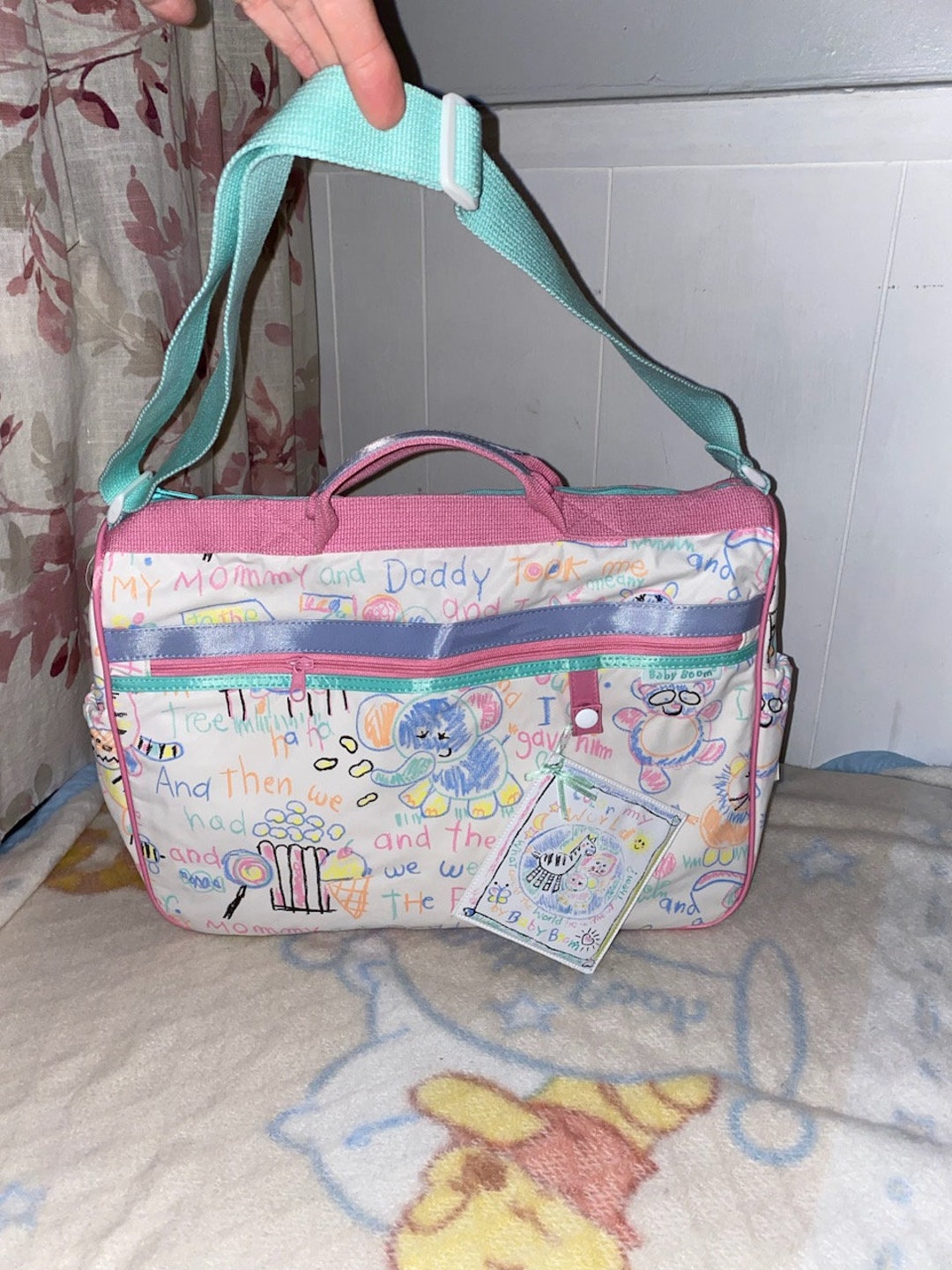 Vintage Baby Boom Diaper Bag Mommy and Daddy Took Me to the Zoo Mint ...