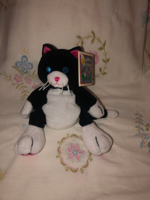 White Cat Plush Vintage Toys R Us Kitty Kitten Blue Eyes