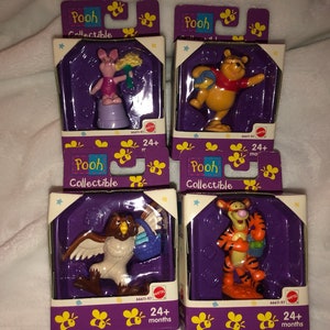 Vintage Winnie the Pooh Mattel Plastic Collectables Figures Pooh Piglet Owl Tigger Honey Pot points series NIB 1997