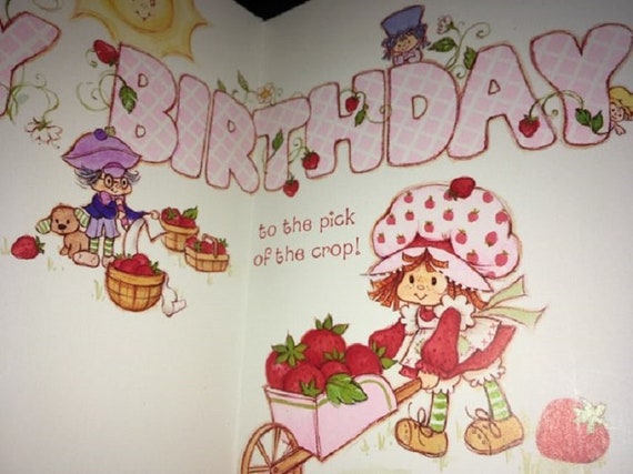 UNUSED Kawaii Friendship Vintage 1980 Strawberry Shortcake Greeting Card Pupcake American Greetings Plum Puddin/' Cute