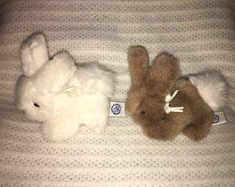 Vintage Jerry Elsner Bunny plush Little pair Brown White 4" Rabbits Easter
