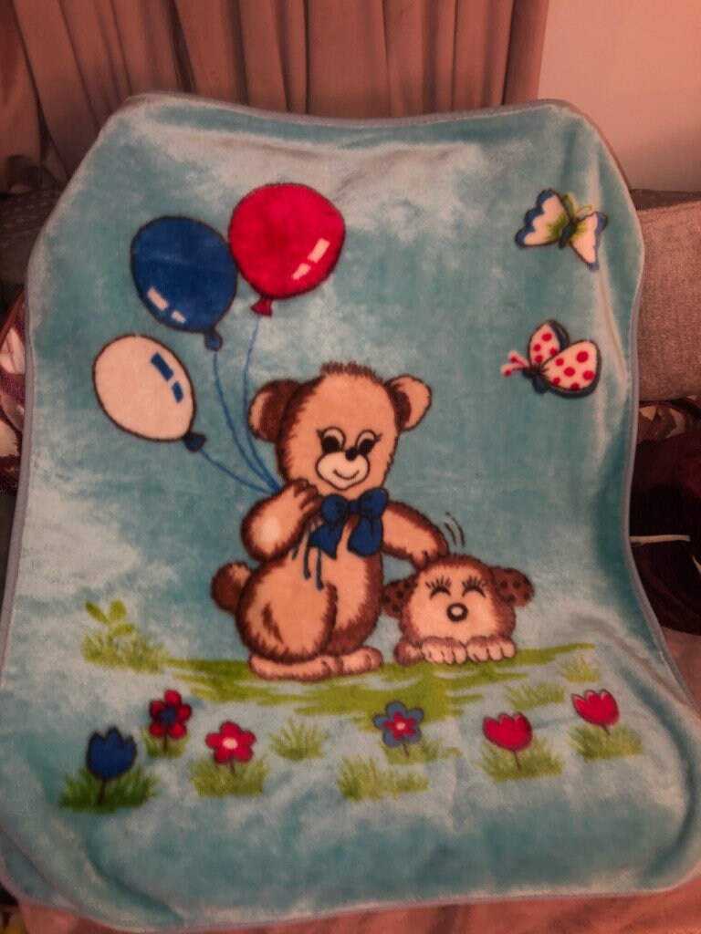 Baby Blanket With Bear And Balloons