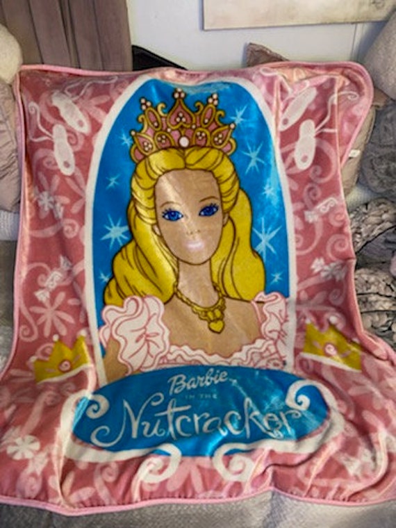 Vintage Barbie Blanket the Nutcracker Vibrant Pink Blue ECU 47 X