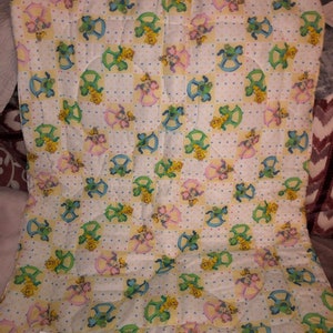 Vintage Muppet Babies Baby Blanket Quilt NWOTS Baby Kermit Fozzie Bear Miss Piggy rocking horse