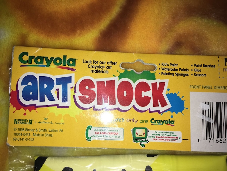 Vintage Crayola Art Smock Apron reusable easy to clean 3 storage pockets NIP 17 x 14 1998 Kids Child