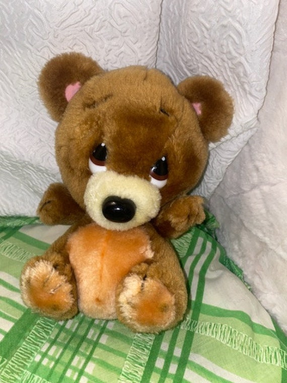 Vintage Aplausos Oso felpa Ojos Tristes Giordano Arte Burly Little Arms Cuerpo Cabeza Grande Negro Plastico Nariz ECU Etsy Espana