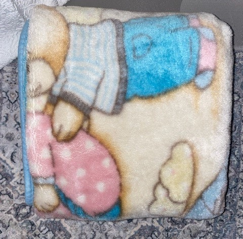 kashwére baby blanket bear 新品未使用 Vintage Baby Blanket Bears Swing Push Pink Apples Aqua