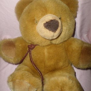 Vintage Commonwealth Bear plush 1987 Lush Plush 11&quot;  maroon & Gold rope