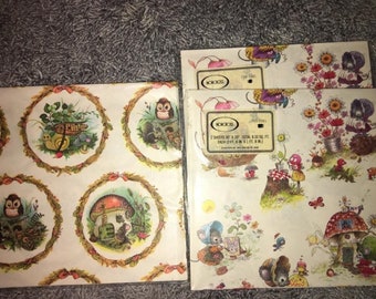 Vintage Norcross Wrapping Paper Mice Mouse NIP 3 packs Sheets little animals