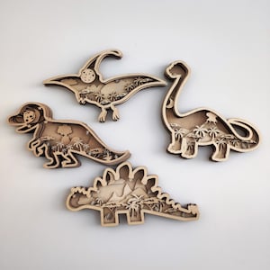 Dinosaur Set Paint Your Own 3D Wooden Puzzle Creative Cutouts Dinosaurs Wooden Toy, Coloring Set Play Wood, Gift for Kids Creative Activity