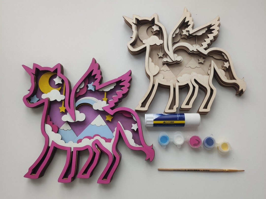 DIY Wood Kit Unicorn Kids Painting Kit Colorful Toy Bedroom Nursery ...