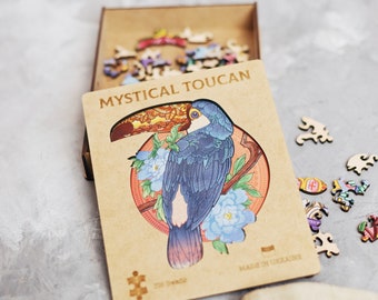 Wooden Puzzle Mystical Toucan  Wooden Puzzles Adults Wooden Jigsaw Puzzles