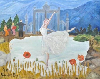 Hermoso sueño original óleo sobre lienzo pintura
