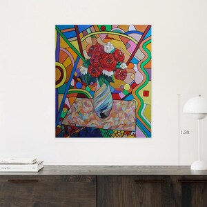 Kosmische Rosen Öl auf Leinwand Gemälde