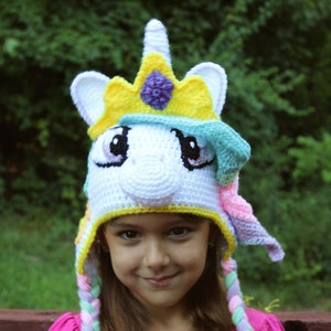 My Little Pony Princess Celestia Crochet Ear Flap Hat Pattern | Unicorn Crochet Pattern | MLP Crochet Hat Tutorial | PDF Pattern
