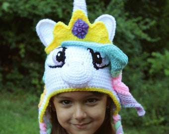 My Little Pony Princess Celestia Crochet Ear Flap Hat Pattern | Unicorn Crochet Pattern | MLP Crochet Hat Tutorial | PDF Pattern