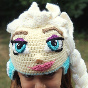 Ice Queen Elsa Crochet Hat Pattern Frozen Crochet Hat Pattern Elsa Crochet Wig Tutorial Instant PDF Pattern image 1