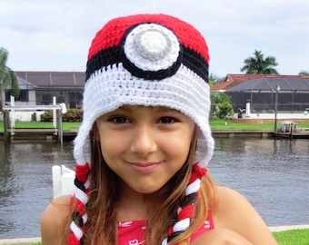 Modèle de crochet de chapeau de Pokeball | Tailles pour tout-petits et adultes | Modèle de crochet Pokéball | Tutoriel de chapeau de crochet facile | Téléchargement instantané du patron PDF