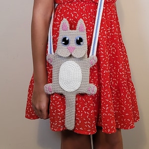 Patrón de crochet para bolso de gatito hambriento / Tutorial de bolso de crochet / Soporte para teléfono celular / Instrucciones para bolso cruzado con forma de gato / Descarga digital en PDF