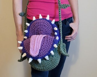 Carnivorous Plant Purse Crochet Pattern | Crossbody Shoulder Bag Crochet Pattern | Step-by-Step Photo Tutorial | PDF Digital Download