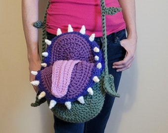 Carnivorous Plant Purse Crochet Pattern | Halloween Crossbody Shoulder Bag Tutorial | Digital Download