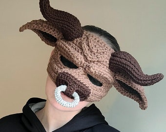 Bull or Cow Halloween Crochet Mask Pattern PDF - Made by a Human