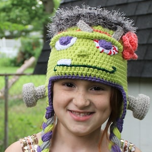 Modèle de chapeau au crochet Monster Frankenstein | Modèle drôle de chapeau au crochet d&#39;Halloween | Cosplay du monstre de Frankenstein | Téléchargement instantané du PDF
