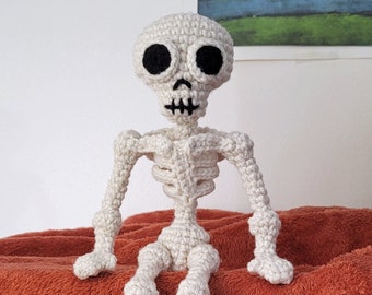 Mr. Bones Skeleton Doll Crochet Pattern | Tiny Skelly Figure DIY Tutorial | 12" Doll | Armature/Wiring Tutorial Included | Spooky Decor