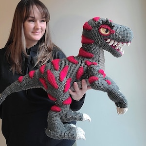 Patrón PDF para tejer a crochet un gran dinosaurio T-Rex en amigurumi - Diseñado y probado por tejedores.