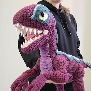 Giant Velociraptor Amigurumi Crochet Dinosaur Pattern PDF - Designed and Tested by Crocheters