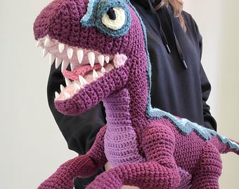 Giant Velociraptor Amigurumi Crochet Dinosaur Pattern PDF - Designed and Tested by Crocheters