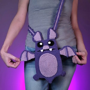 Hungrige Vampir-Fledermaus häkeln Geldbörse Muster | Crossbody Handytasche Muster | Halloween Taschen-Anleitung | Digitaler PDF Download | Einheitsgröße