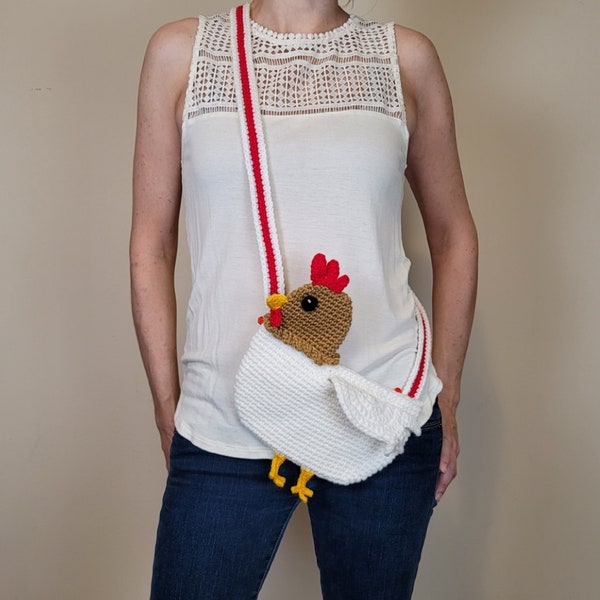 Chicken or Any Bird Crochet Purse Pattern | Change Colors to Customize | Includes Color-Change instructions | One Size | PDF Digital Pattern