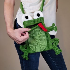 Patrón de crochet para bolso de rana hambrienta / Patrón de bolso pequeño / Patrón de crochet para bolso de hombro para teléfono celular / Talla única / Descarga digital en PDF