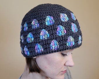 Easter Egg Beanie Crochet Pattern | Spring Mosaic Crochet Pattern with Photo & Video Tutorial | Sizes Toddler--Adult | Overlay Hat Pattern