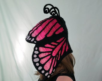 Butterfly Hood Crochet Pattern | Monarch Butterfly Hat Tutorial | One-Size Fits Most | Crochet Fairy Costume Instructions | PDF Only