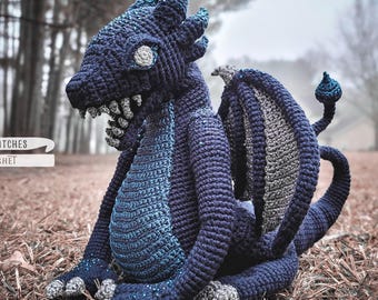 Realistic Sitting Dragon Crochet Amigurumi Pattern PDF - Designed and Tested by Crocheters