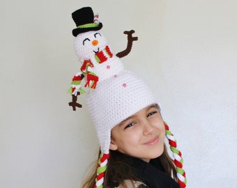 Funny Crochet Snowman Hat Pattern PDF - Made by a Human